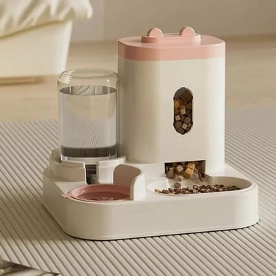 Automatische Voerbak Kat Hond Voerbak Met Waterfontein Huisdier Grote Capaciteit Verhoogde Standaard Schotelbak Voor Kat Drinkbak Accessoires 27x23x27 beige