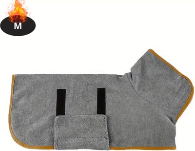 Livano Hondenbadjas - Hondenhanddoek - Voor Honden - Hondenkleding - Hondentrui - Hoodie - Sneldrogend - Grijs - M