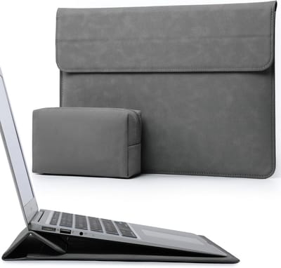 Famanu - 15-16 Inch Laptop Hoes Sleeve met Standaard Functie, Donkergrijs
