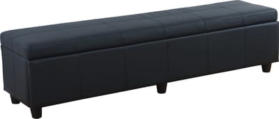 Bankzitting met opbergruimte Kriens XXL, kunstleer, 180x45x45cm MVG-gecertificeerd ~ zwart mat