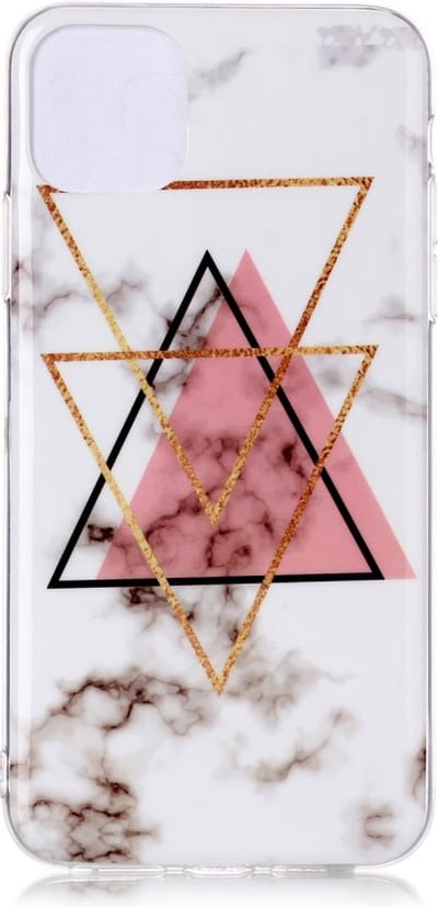 Peachy Marmer Patroon Driehoek Goud Roze Zwart Figuur Creatief geschikt voor iPhone 11 Pro Max TPU case