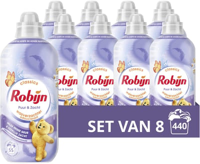 Robijn - Wasverzachter - Puur & Zacht - 8 flessen 440 wasbeurten - Voordeelverpakking