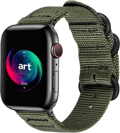 Strap-it Nylon Smartwatch bandje met gesp - Geschikt voor Apple Watch Series 1/2/3/4/5/6/7/8/9/10/11/SE/SE2/SE3 - Groen - Stof iWatch bandje met gespsluiting voor maat: 38 / 40 / 41 / 42mm