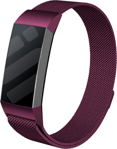 Strap-it Luxe Milanese band - geschikt voor Fitbit Charge 3 / Fitbit Charge 4 - paars - Maat: Maat S