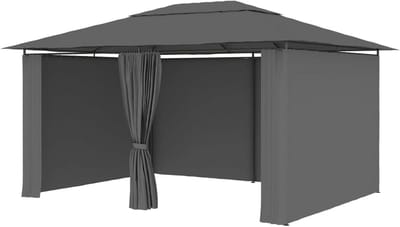 Tuintent met Gordijnen - Partytent Paviljoen - Buitenfeesten Organiseren - Waterdicht UV-beschermend - 4x3 m - Antraciet