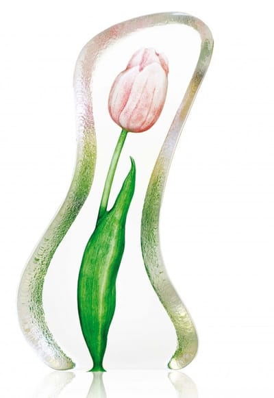 Maleras glaskristal sculptuur tulp groot handgemaakt bloem beeld 9x18 cm