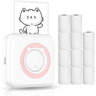 Imprimante Photo tout-en-un, multifonction, Portable, sans fil, instantanée, Mini-imprimante, compatible BT with 11 rolls thermal paper rose