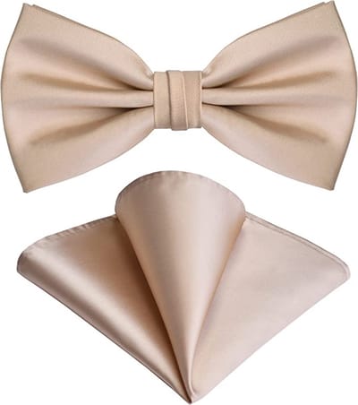 Sorprese Vlinderdas inclusief Pochet - 100% zijden - Champagne - Vlinderstrik - Strik - Pochette - vlinderdassen