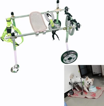 Hondenrolstoel - Huisdier rolstoel - Huisdier Mobiliteit - Verstelbaar Aluminium Frame - XXS - Zilver