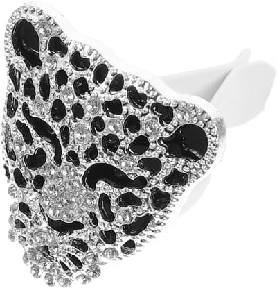 Auto Vent Clip - Luchtverfrisser Houder - Auto Interieur Decoratie - Luipaardkop Kristal Design - 4x4x2 cm - Zilver