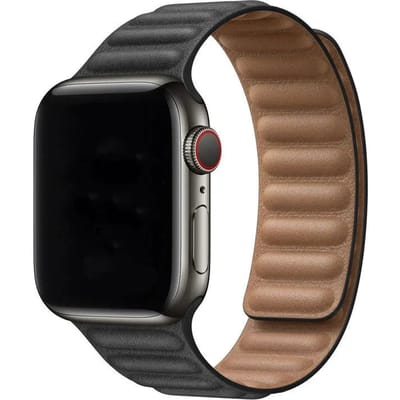 123watches bandje - leer - solo - zwart - 38 · 40 · 41 & 42 mm - Geschikt voor Apple Watch series 1/2/3/4/5/6/7/8/9/10/11/12/SE/SE2/SE3