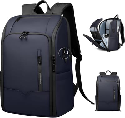 CarryQuest® - Reisdagrugzak - USB Duurzame Heren Rugzak - Werkaktentas - Grote Capaciteit + Waterbestendig + Slimme Opbergruimte - Blauw