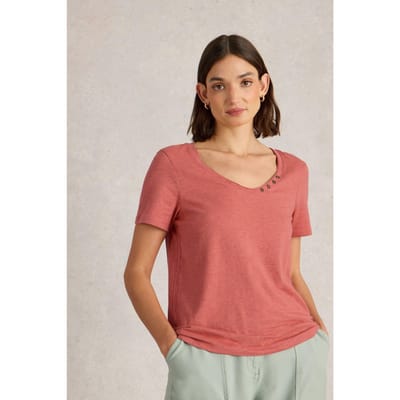 White Stuff Nadia Short Sleeve Tee Mid Coral Maat: 10 | Tops Outlet | Dames | Blauw