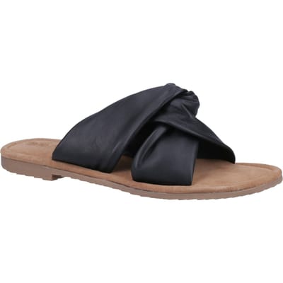 Hush Puppies Amy Brede Pasvorm Lederen Dames Zwarte Sandalen