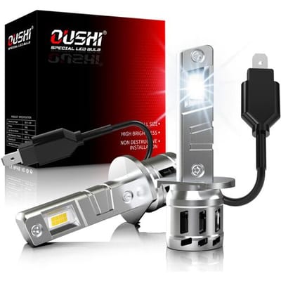 OUSHI H1 LED koplampen, verbeterde prestaties met 600%, 6500 K xenonwit, 1:1 mini-formaat, 30.000 lm plug-and-play, set van 2
