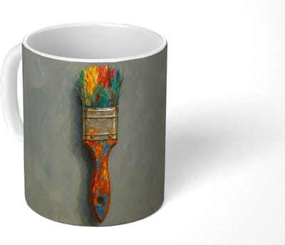 Mok - Koffiemok - Verf - Kwast - Schilderij - Mokken - 350 ML - Beker - Koffiemokken - Theemok