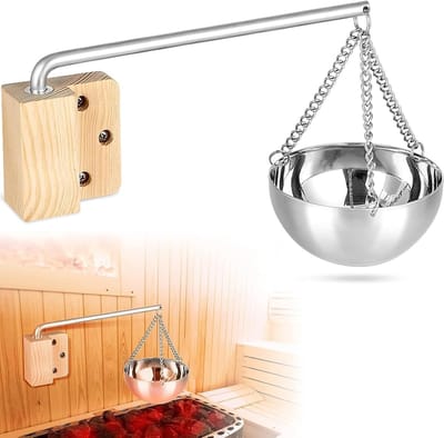 Dailygoods - Aromakom, sauna, 350 ml, roestvrij staal, aromakom met accessoires, voor spa, sauna, verdamperschaal, hangende kom, beker, etherische olie, kom, sauna, kameraccessoires