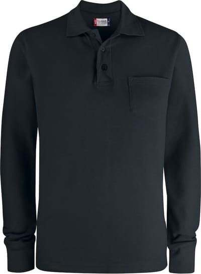Clique Basic Polo Pocket L/S 028235 - Zwart - XS