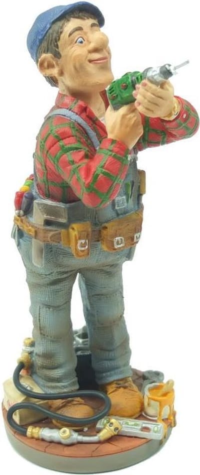 Klusjesman - bouw - polyresin – beroepen - hobby - beeldje – Profisti – 11x11x20cm - relatiegeschenk