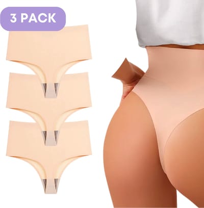 Naadloze High waist string voor Dames - Licht corrigerende string - Maat S - Beige - Set van 3 - Ultrazacht - Naadloos ondergoed dames - Seamless ondergoed dames - Invisible string