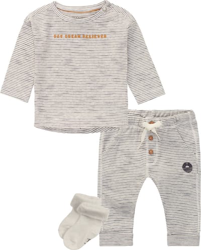 Noppies - Kledingset - Unisex - 3 delig - Broek Hospet Ebony Atriped - Shirt Hofu - 1 paar sokjes - Maat 74