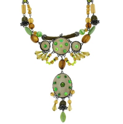 Behave - ketting army green met hanger - bohemian statement stijl