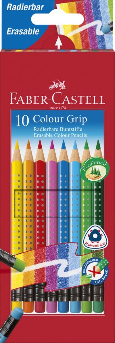 Faber-Castell kleurpotlod - Color Grip - met gum - uitgumbaar - 10 stuks - FC-116613