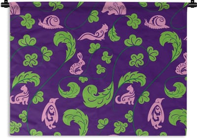 Wandkleed - Wanddoek - Bladeren - Dieren - Patronen - 60x45 cm - Wandtapijt