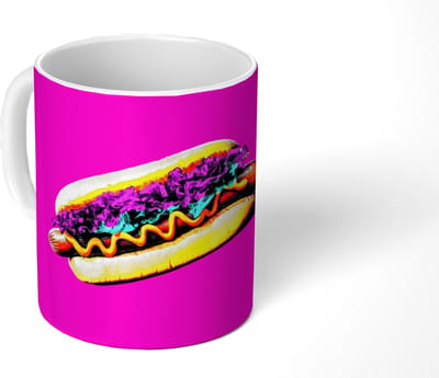 Mok - Koffiemok - Hotdog - Roze - Retro - Mokken - 350 ML - Beker - Koffiemokken - Theemok