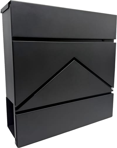 Brievenbus - 37x37x11 cm - met krantenvak - zwart