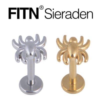 FITN-STAT-316L Oorpiercing-Goud Kleurige-1.2*8mm-Spinnengriezel voor Halloween Oorbellen