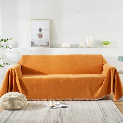 Sierdeken voor bank - Sprei Plaid - Woonkamer Decoratie - Zachte Chenille Stof - 180x340cm - Oranje