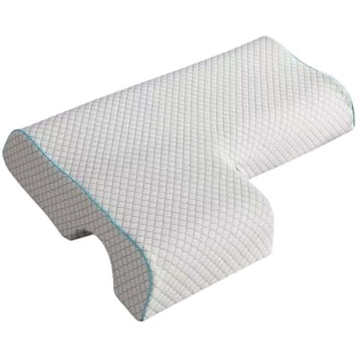 Oreiller pour couple Oreiller en mousse à mémoire de forme Type de protection du cou A Aide au sommeil Protection Colonne cervicale Oreiller double en mousse à mémoire 67-47-12 white