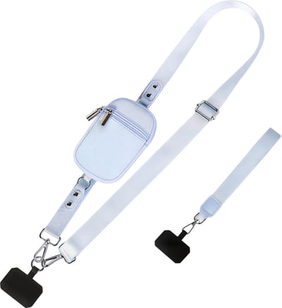 Nylon Telefoonriem – Blauw – Afneembare Verstelbare Lanyard met Clip voor Telefoon en Portemonnee, Polsriem en Crossbody Tas voor Veilig Handsfree Gebruik