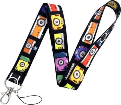Travel Cords - Keycord Vintage Camera - stevig lanyard - sleutelhanger - sleutelkoord - met telefoonkoord - sleutels