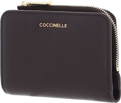 COCCINELLE Leren Kaarthoes Metallic Soft Credit Card Holder Fondant Brown Donkerbruin