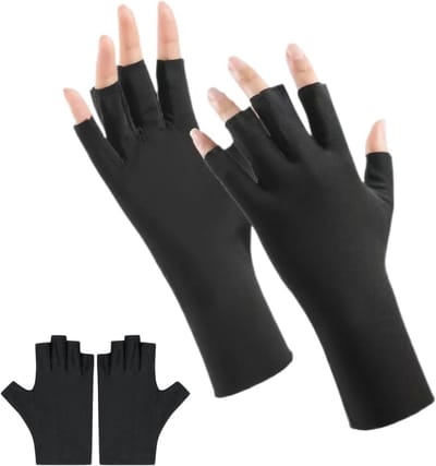 Zwarte UV-beschermende handschoenen zonder vingers voor outdoor activiteiten, zonbescherming en autorijden unisex