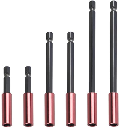 magnetische bithouders 1/4 inch - 6 stuks met verlenging - verschillende lengtes - ideaal voor schroeven - SnelShoppen