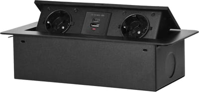 Orno Pop-up Stekkerdoos - 2 stopcontacten - USB A en USB C - Inbouw Stekkerblok zonder kabel - Zwart