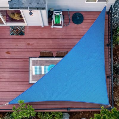 Driehoekig Zonnezeil - Schaduwdoek Waterdoorlatend - Buitenruimte Beschermen - UV Blokkerend 95% - 300cm x 300cm x 430cm - Blauw
