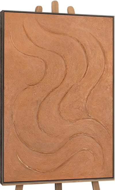 Canvas schilderij 120x80 cm handgeschilderd warme ritmes – YS-Art Gallery – Lijst: Grijs – Luxe wanddecoratie