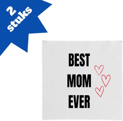Akyol - best mom ever brillendoekjes - Moeder - mama - moederdag - cadeau - verjaardag - oma - 17,8 bij 17,8 cm - 2 stuks