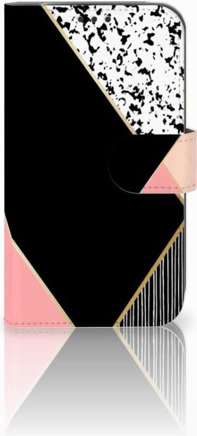 Samsung Galaxy Xcover 4 | Xcover 4s Book Case Zwart Roze Vormen