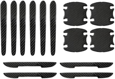 Deurbeschermers Set - Krasbescherming Auto - Auto Beschermen - Koolstofvezel Patroon - 14 Stuks - Zwart