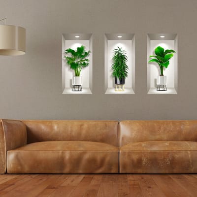 3D-plantensticker in mooie vaasjes, 80 x 120 cm
