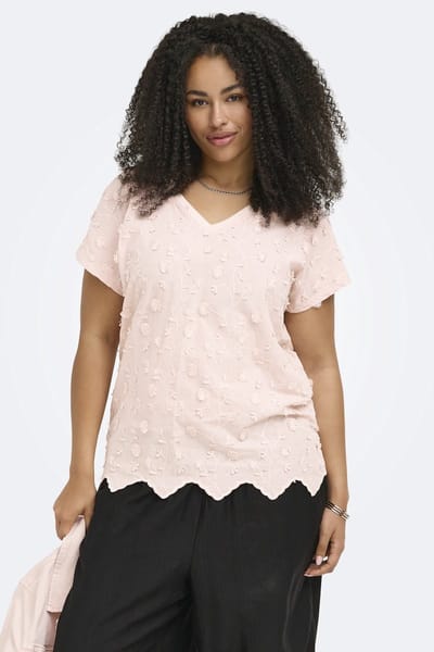 ONLY CARMAKOMA - CARLULU LIFE S/S V-NECK TOP BOX JRS - Dames - Blouses