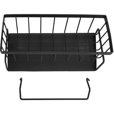 Aanrecht Sponshouder Koolstofstaal Multifunctionele Zeepdispenser Keuken Organizer Zwart Black black