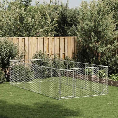 vidaXL - Hondenhok - voor - buiten - met - deur - 2x4x1 - m - gegalvaniseerd - staal