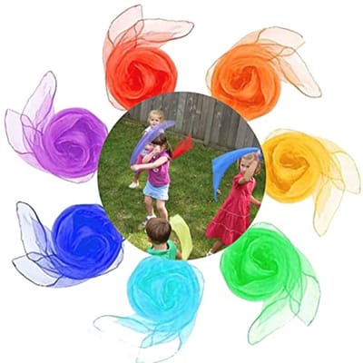 Jongleerdoeken set van 7 - Meer kleuren en vierkant - Magische danssjaals voor kinderen - Perfect voor shows, evenementen en sensorische activiteiten