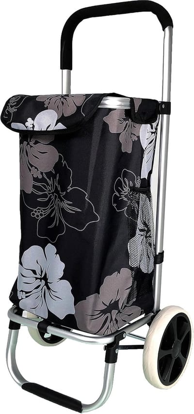 Boodschappentrolley - Boodschappentas wielen - Boodschappen vervoeren - Verwisselbare wielen - 97 cm hoog - Bloemenprint